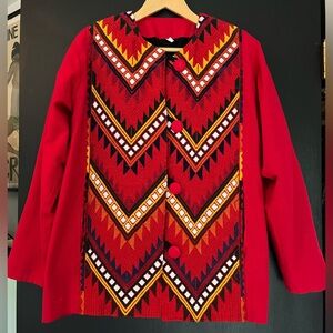 Vintage red Guatemalan embroidered jacket coat